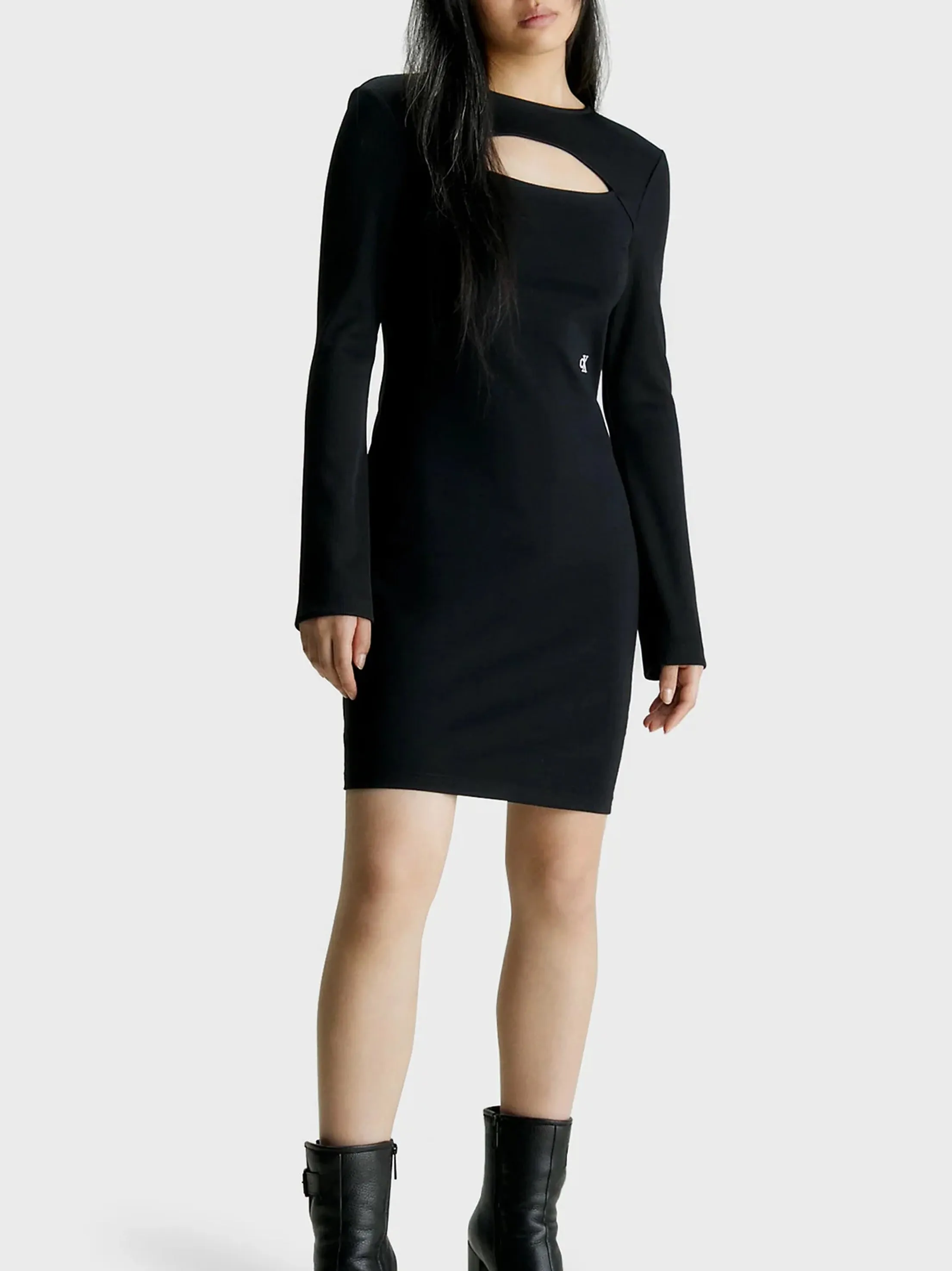 Women's Brand Logo Embroidered Cutout Sweater Dress,Black