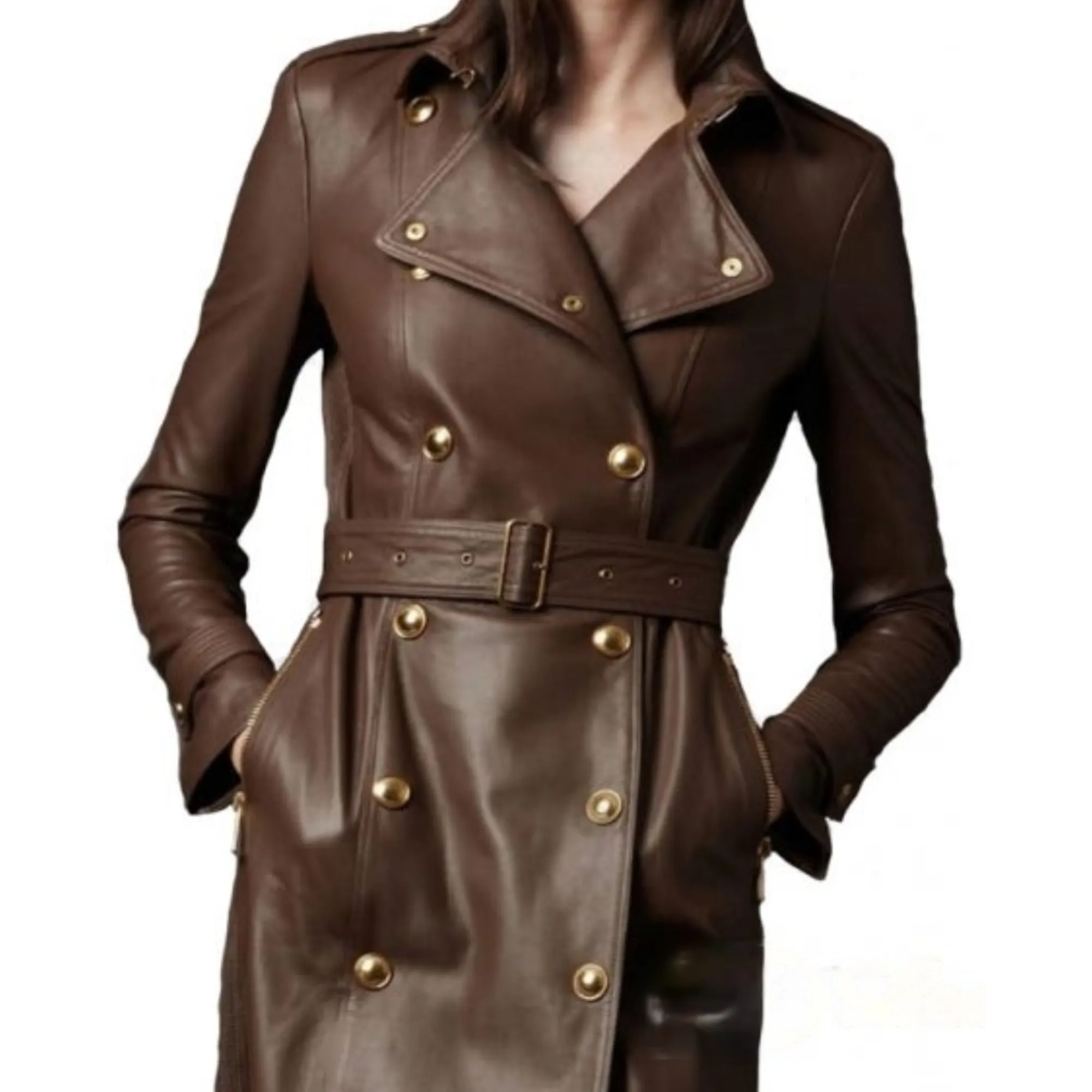 Womens Brown Leather Coat