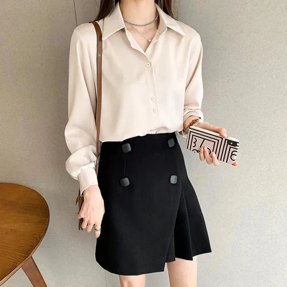 Womens Business Casual Button Front Blouse