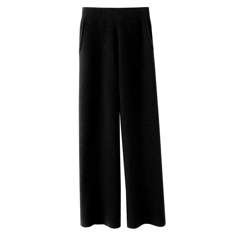 Women's Casual Wide-leg Wool Pants