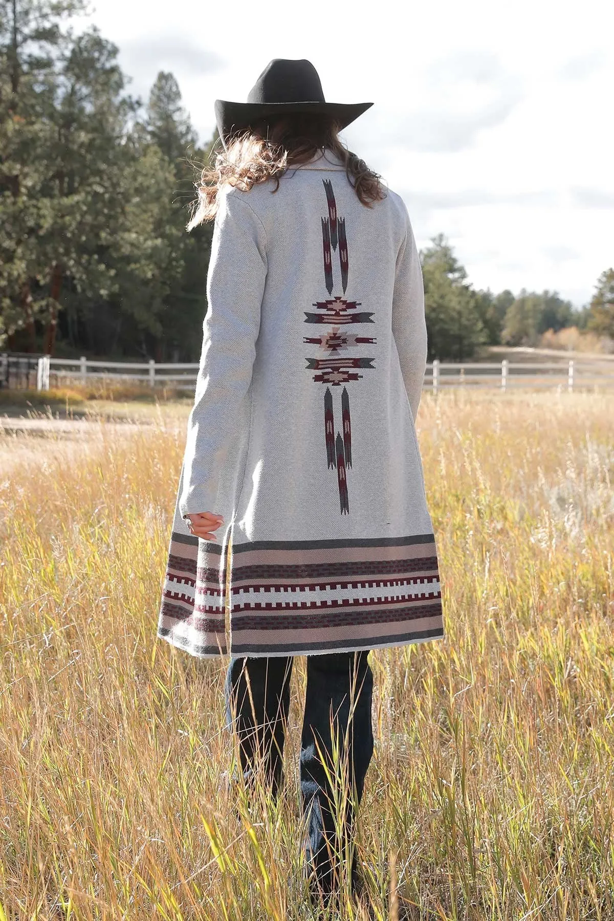 Women's Cruel Grey Aztec Print Duster