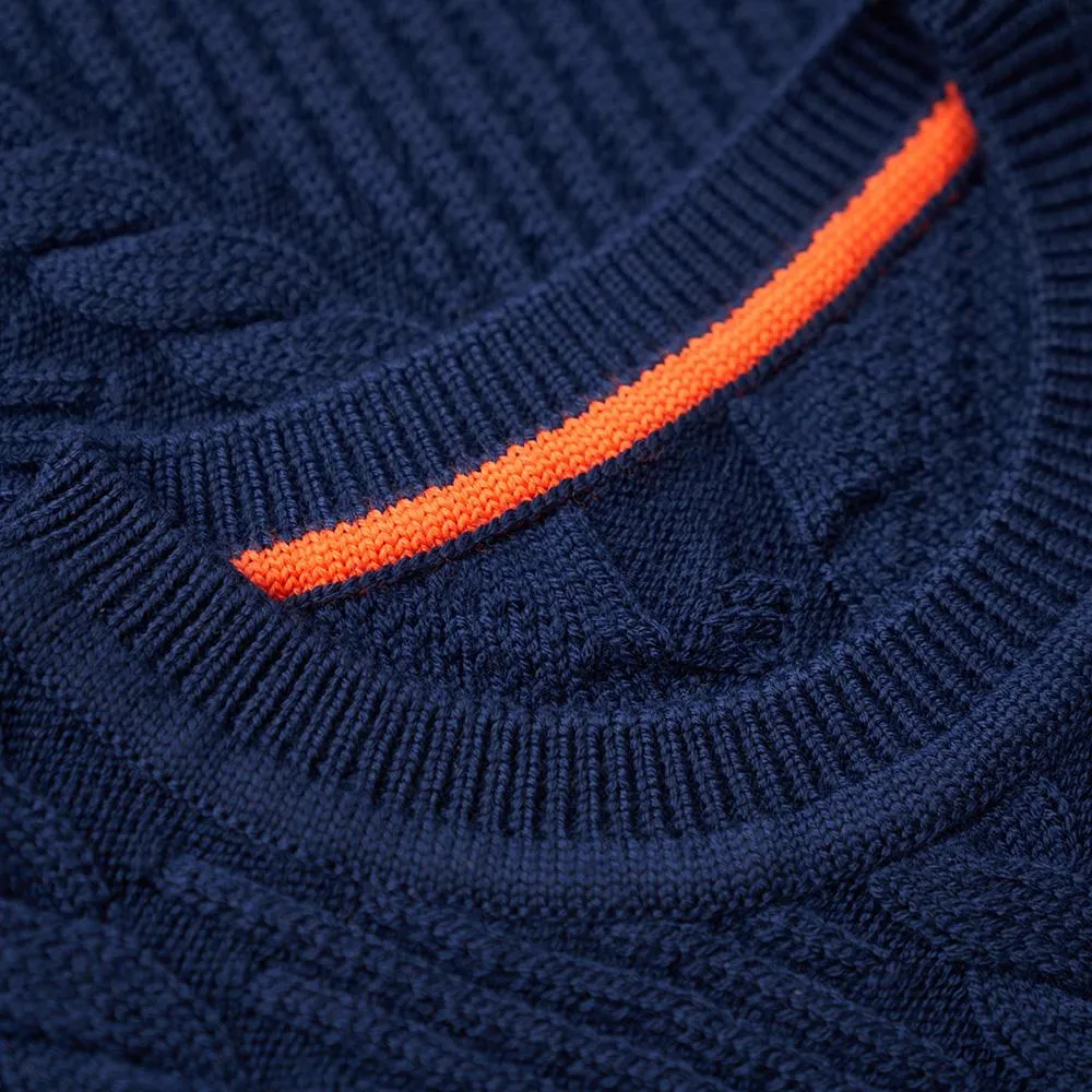 Womens Merino Cable Sweater (Navy)