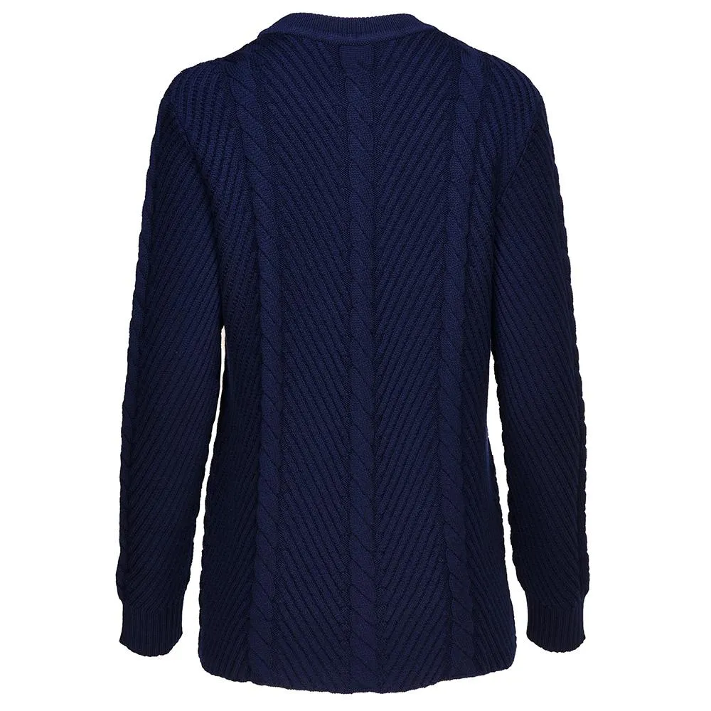 Womens Merino Cable Sweater (Navy)