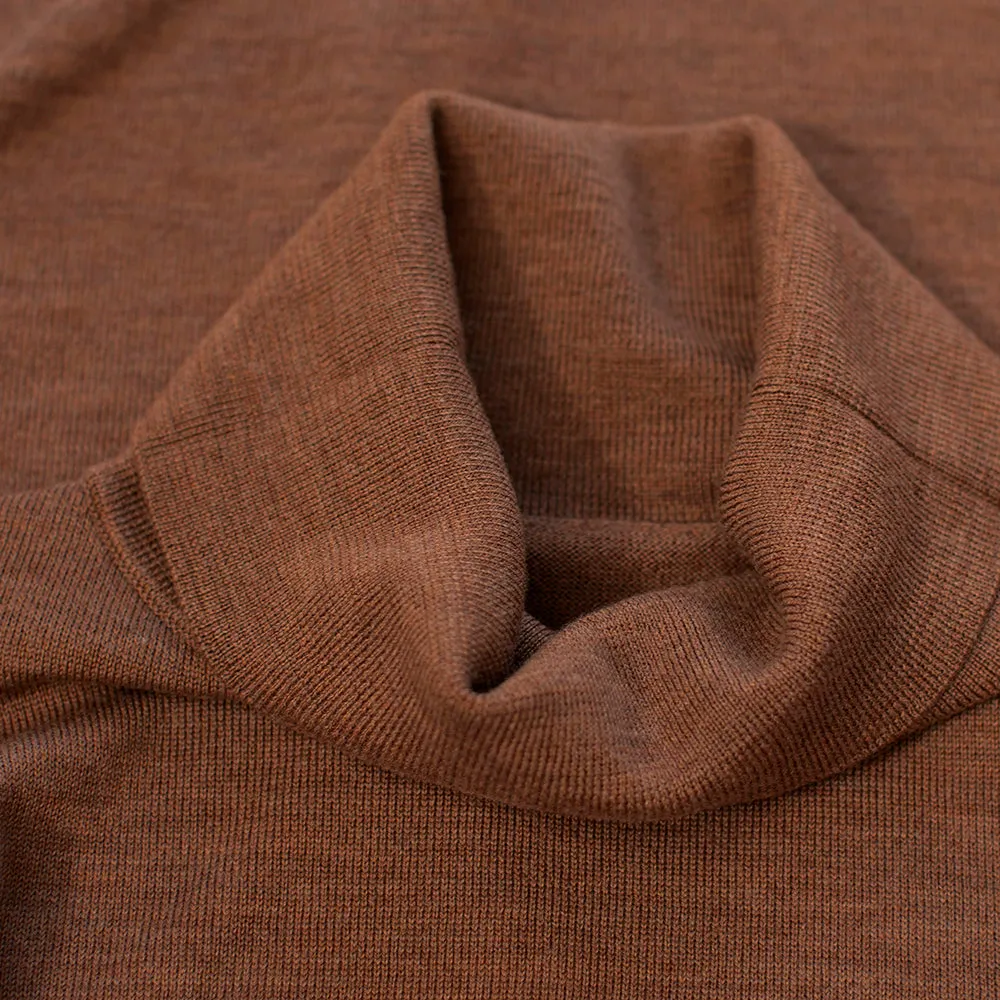 Womens Merino Roll Neck Sweater (Bran/Orange)