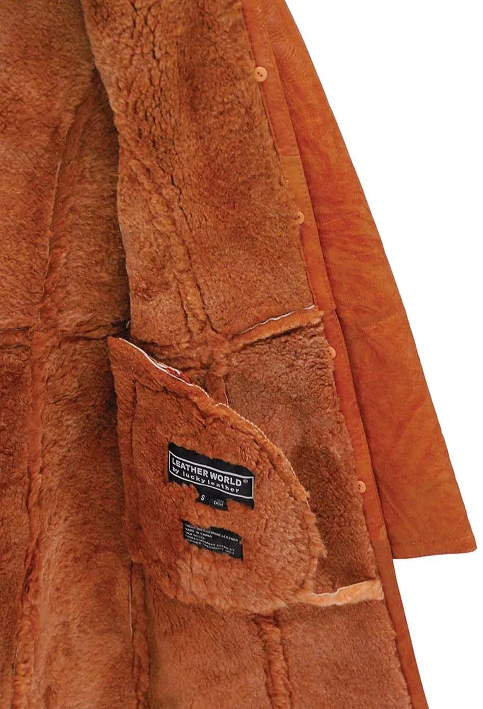 Women's Tan Genuine Sheepskin Fur Lined Trench Coat #L1319HN ()