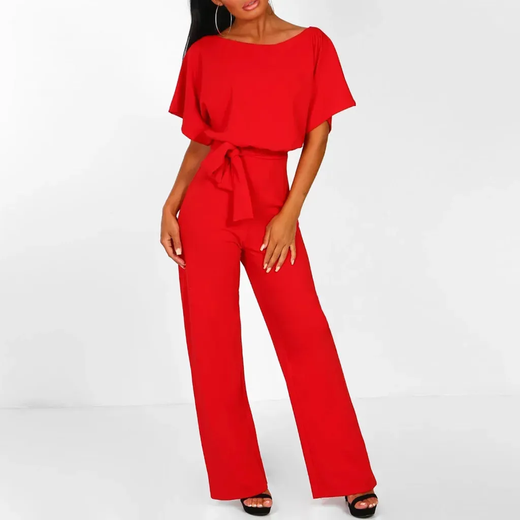 Youthful woman clothes Leg With Belt Women Short Clubwear Straight Sleeve Playsuit Jumpsuit Women's Jumpsuit jumpsuit women