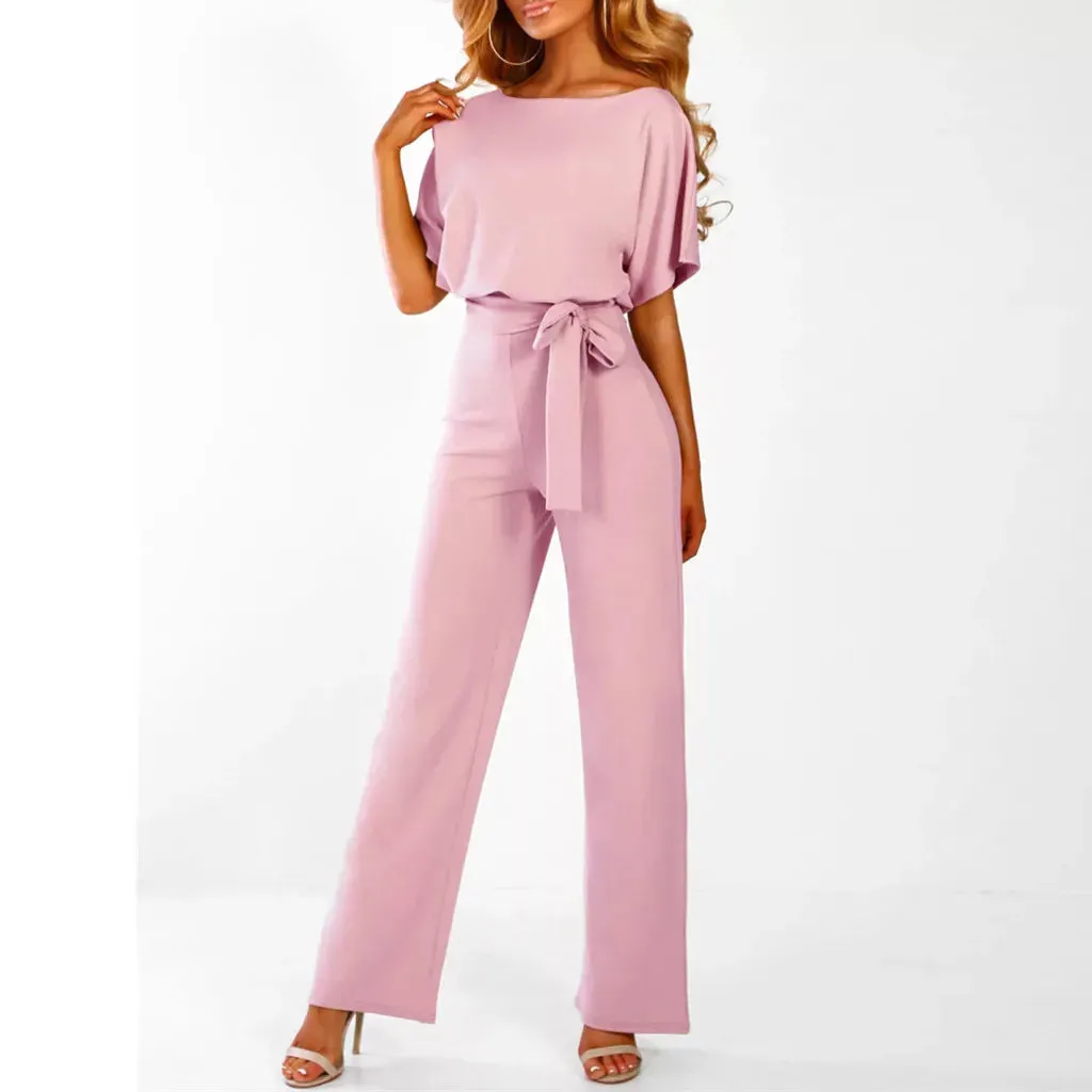 Youthful woman clothes Leg With Belt Women Short Clubwear Straight Sleeve Playsuit Jumpsuit Women's Jumpsuit jumpsuit women