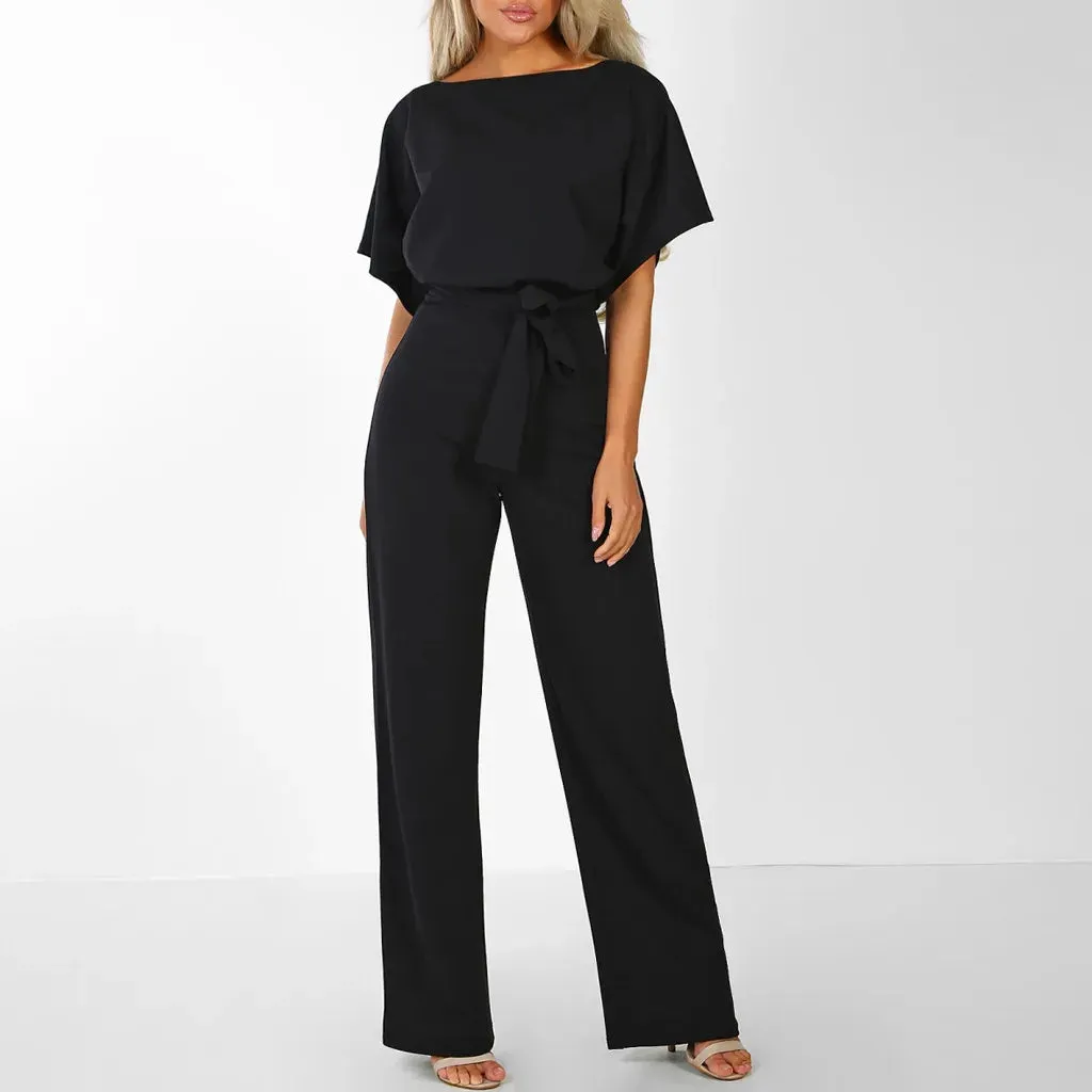 Youthful woman clothes Leg With Belt Women Short Clubwear Straight Sleeve Playsuit Jumpsuit Women's Jumpsuit jumpsuit women