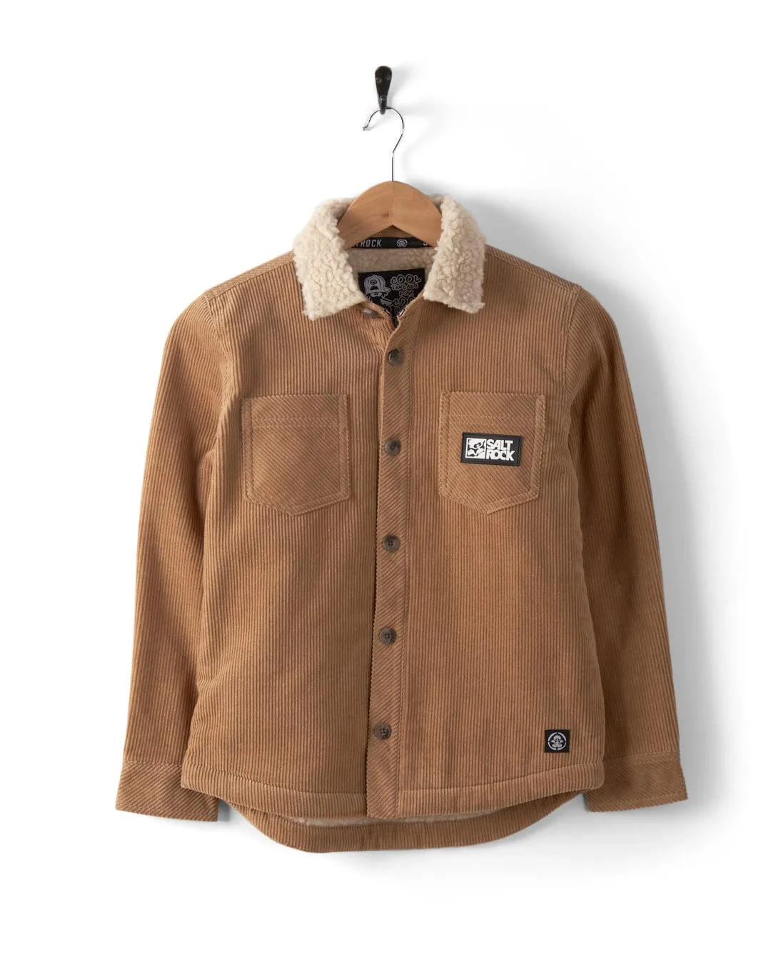 Zeke 2 - Kids Sherpa Lined Corduroy Shacket - Brown