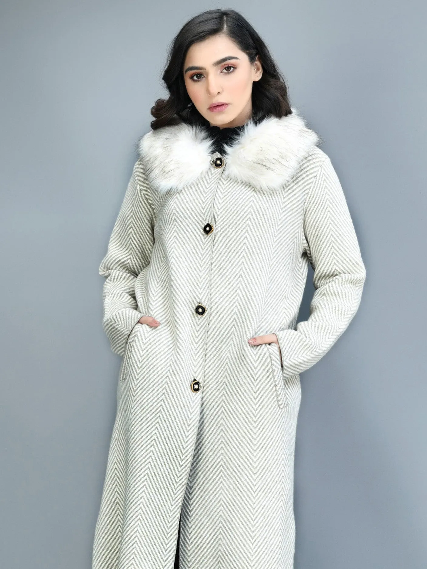 Zigzag Faur Fur Coat